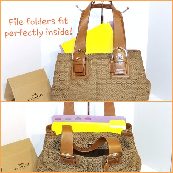 💯 Auth. Coach Beige/Brown Business Tote F12311 - Picture 3 of 8